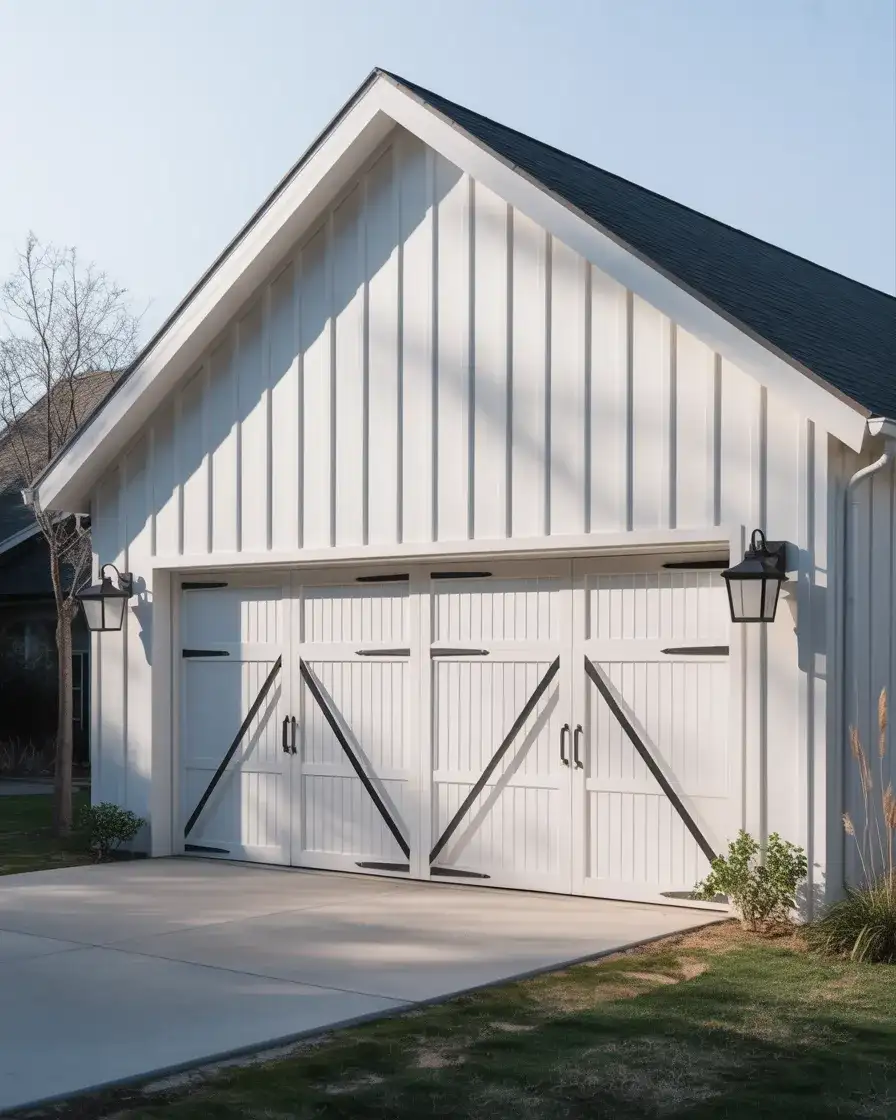 Modern Farmhouse Garage Door with X-Brace Detail 1