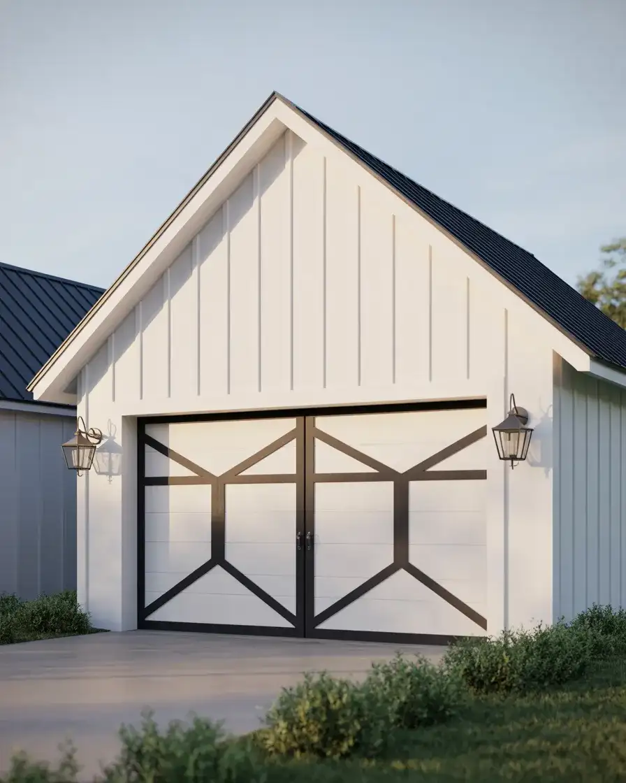 Modern Farmhouse Garage Door with X-Brace Detail 2