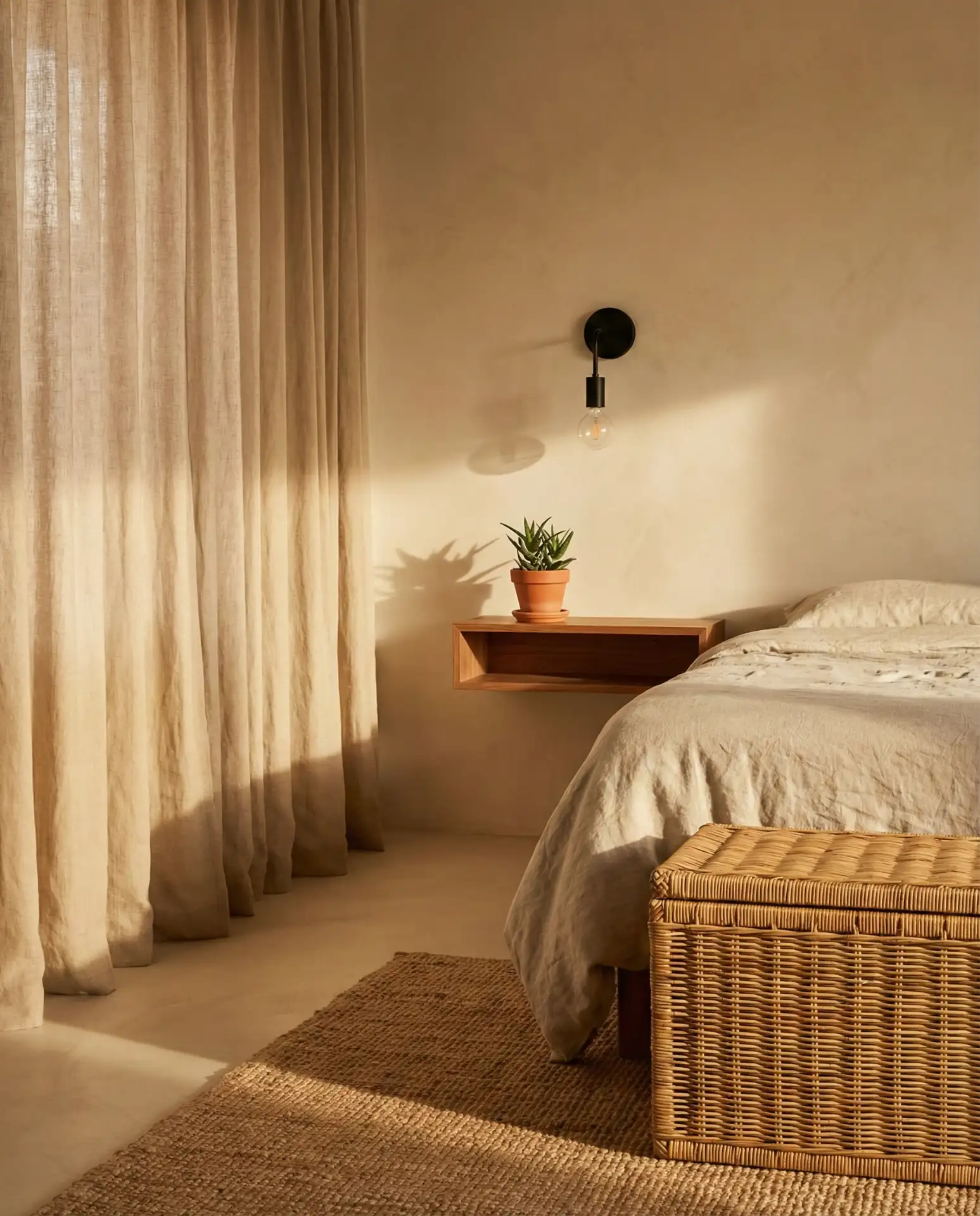 Modern Minimalist Bedroom with Warm Tones 2