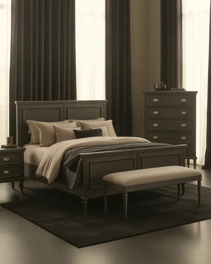 Moody Black Bedroom Set with Matching Decor 1