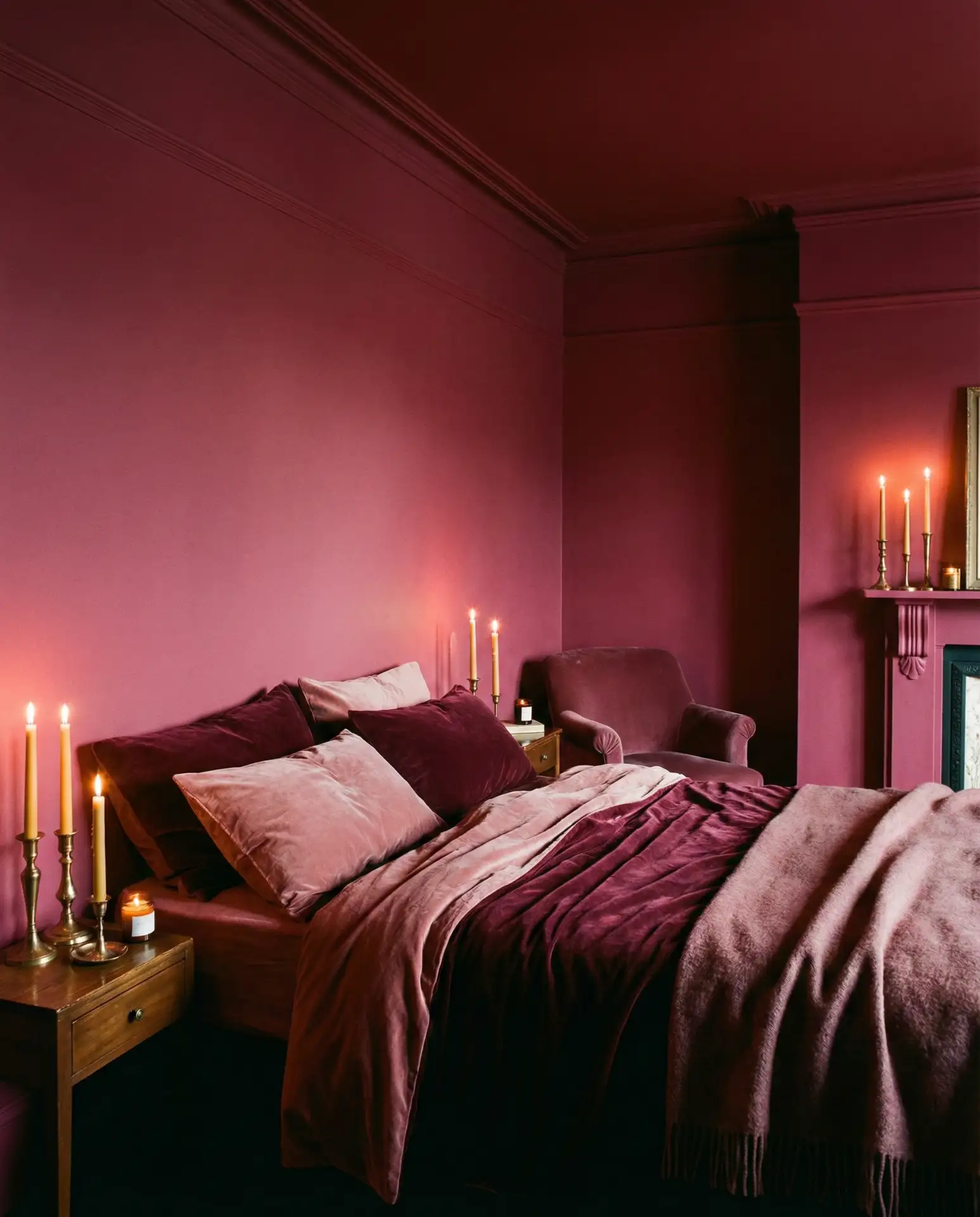 Moody Dark Pink Sulking Room-Inspired Bedroom 1