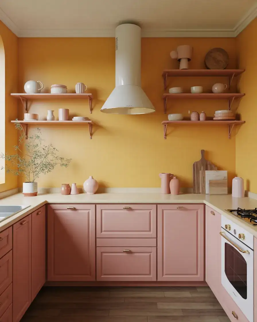 Mustard and Pink Kitchen With Retro Vibes 2