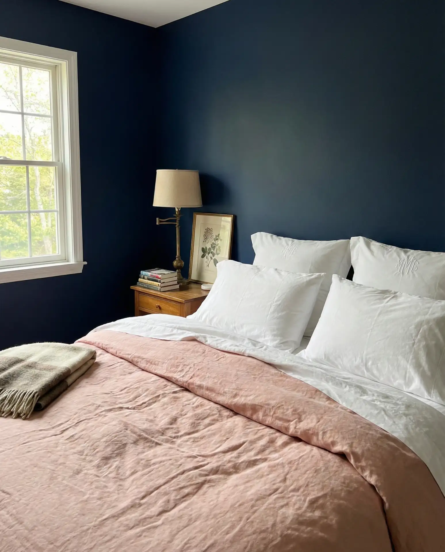 Navy Blue and Pink Bedroom with Classic Confidence 2