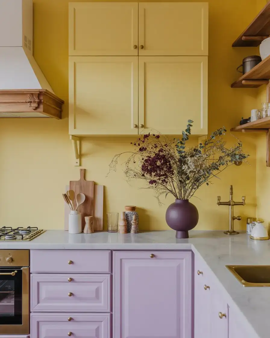 Pale Yellow and Purple Kitchen With an Eclectic Touch 2