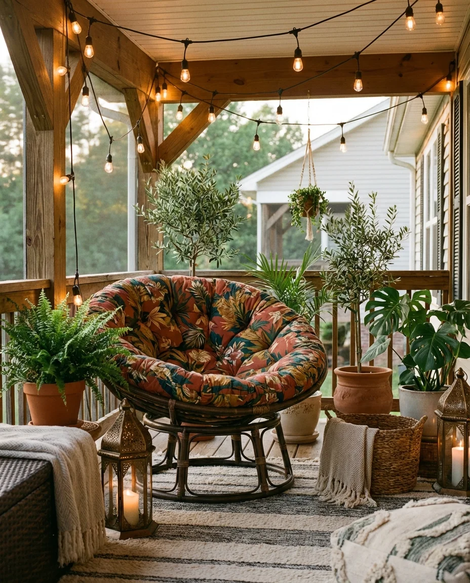 Papasan Chair Outdoor Living Room Ideas 1