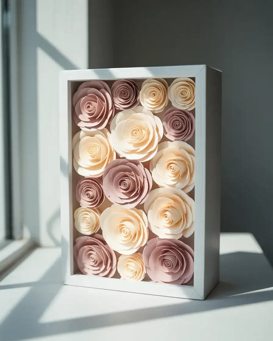 Paper Flower Art Shadow Box 1