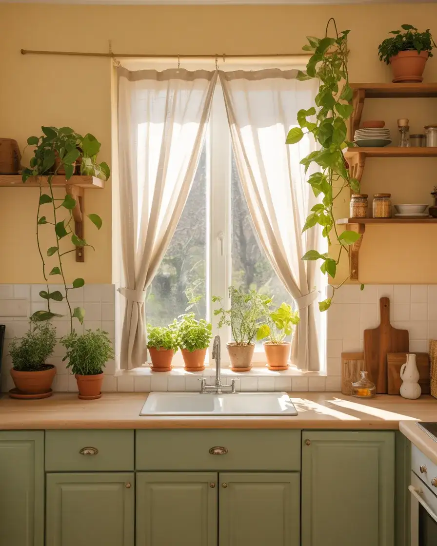 Pastel Yellow and Green Kitchen Garden Style 2