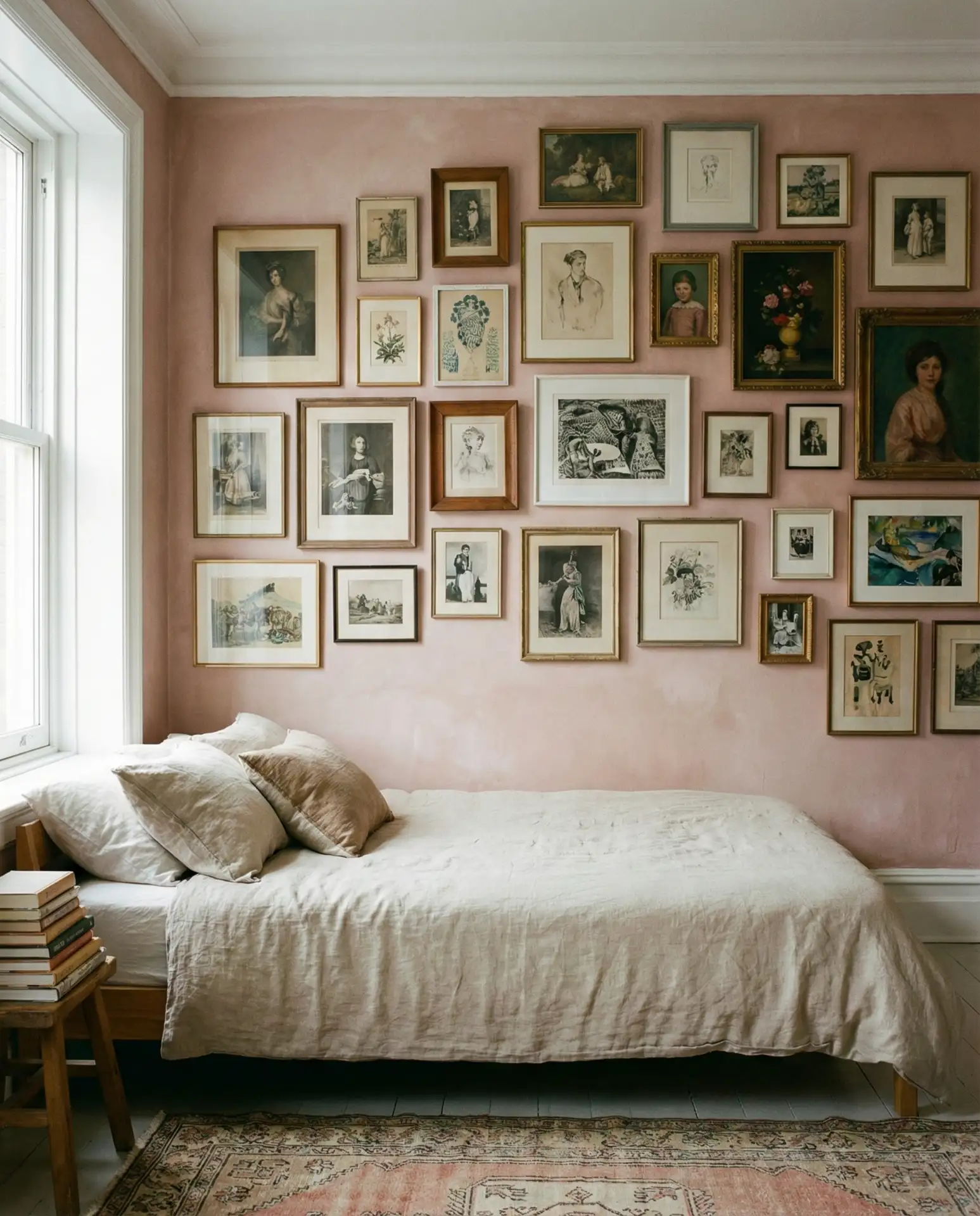 Pink Bedroom with Gallery Wall and Maximalist Art 2