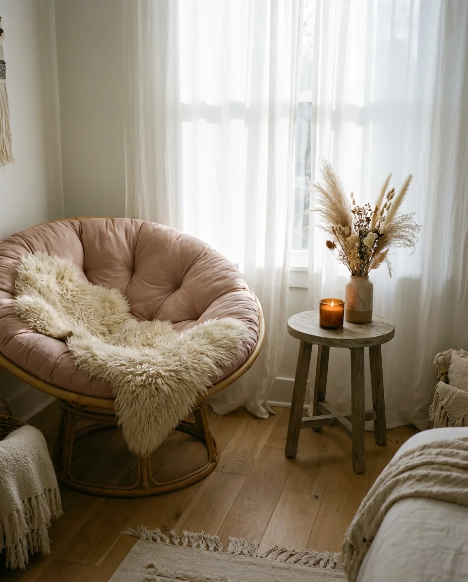 Pink Papasan Bedroom Aesthetic 1
