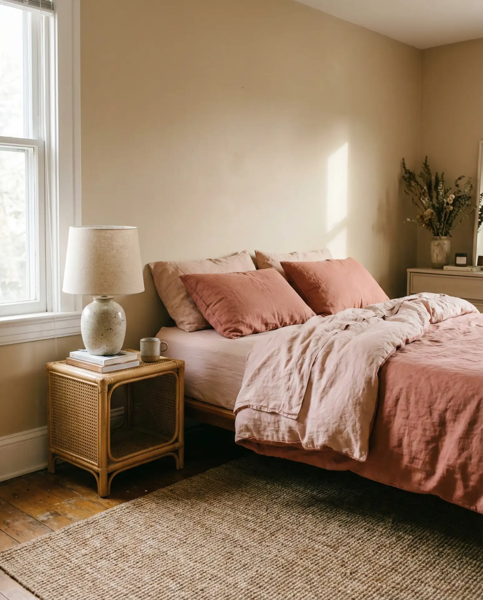 Pink and Beige Bedroom with Warm Organic Warmth 2