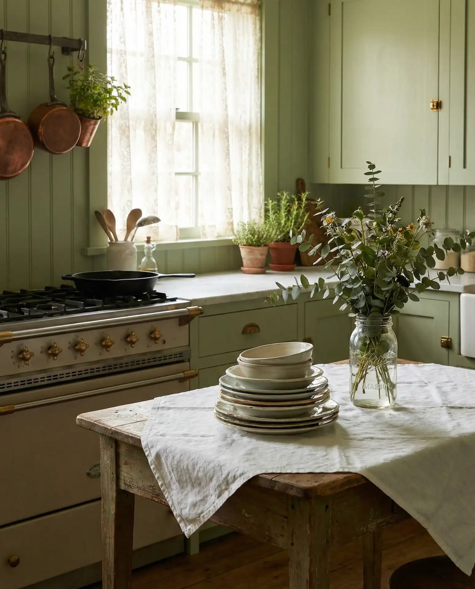 Pista Green Farmhouse Kitchen 1