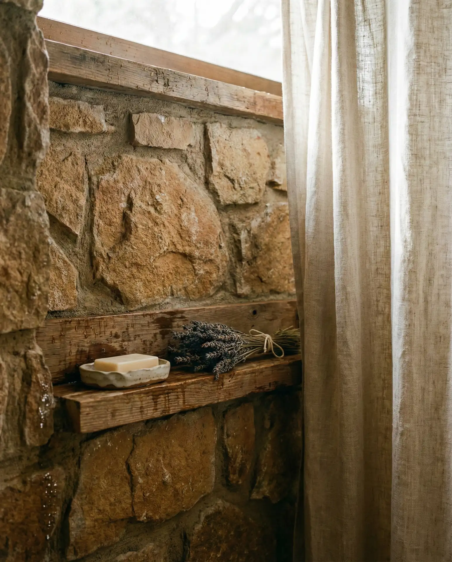 Rustic Bathroom Remodel with a Curtain Shower 1
