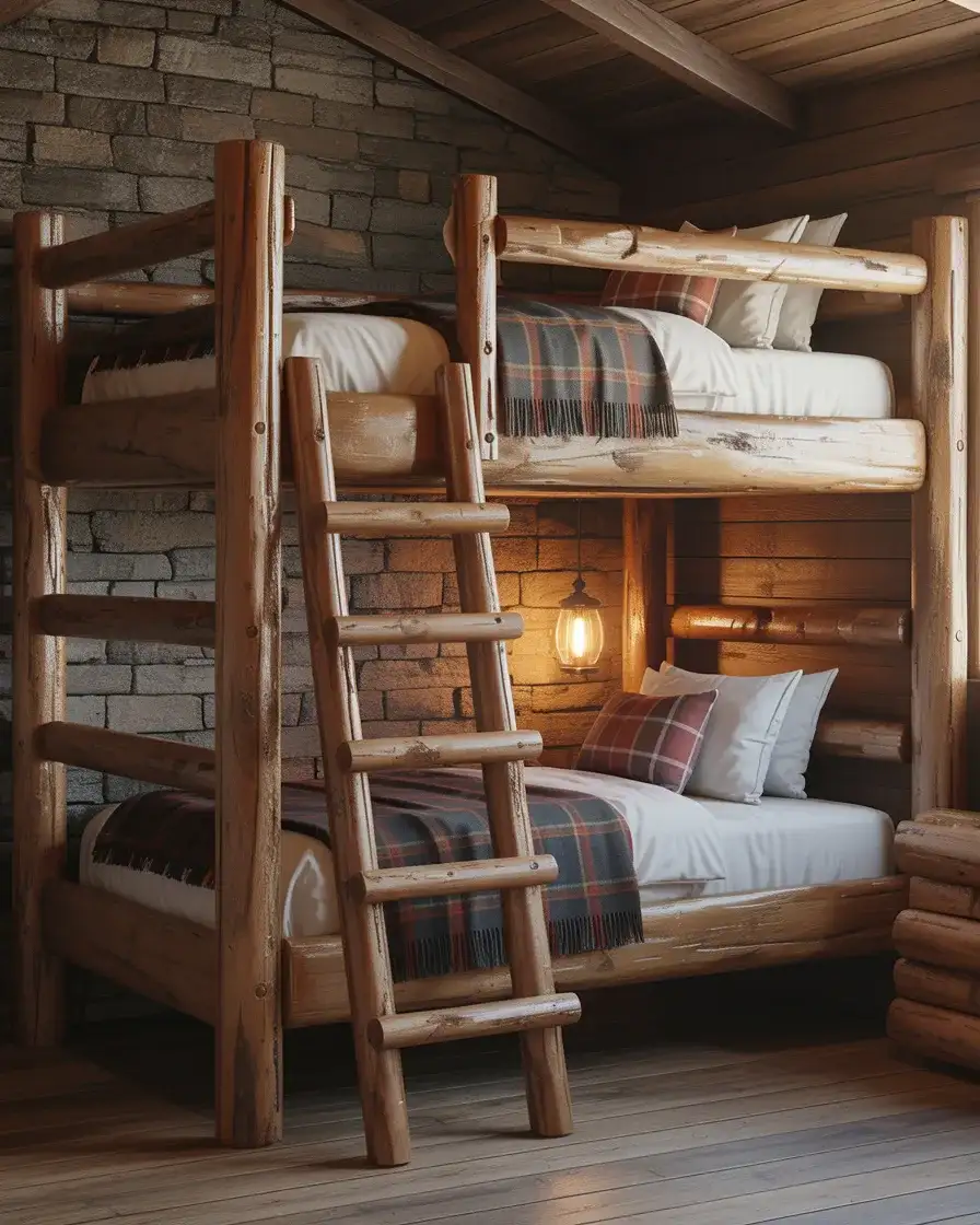 Rustic Bunk Beds Built From Reclaimed Wood and Raw Character 2