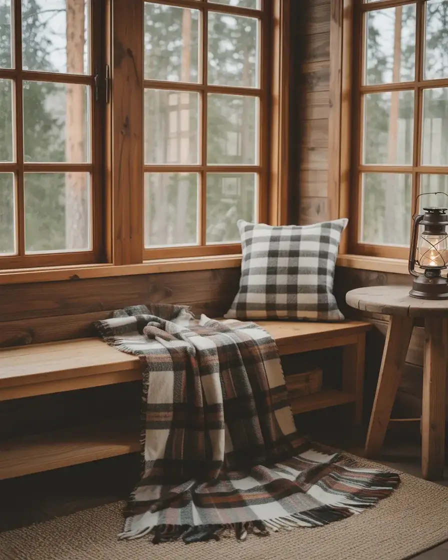 Rustic Cabin Feel with Plaid and Wood 1