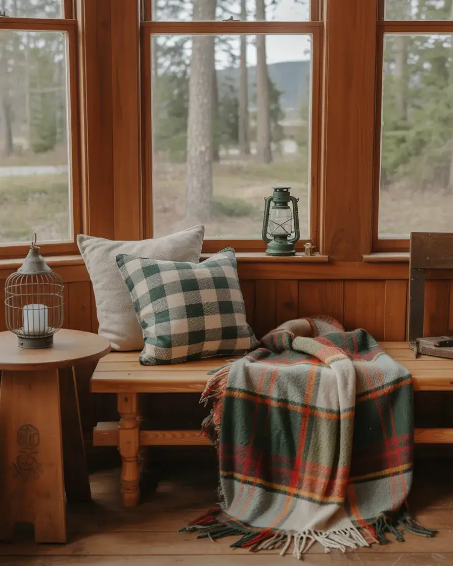 Rustic Cabin Feel with Plaid and Wood 2