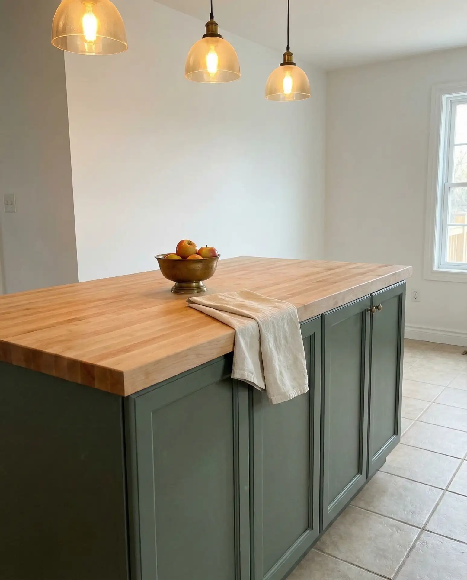 Sage Green Butcher Block Island Top 1