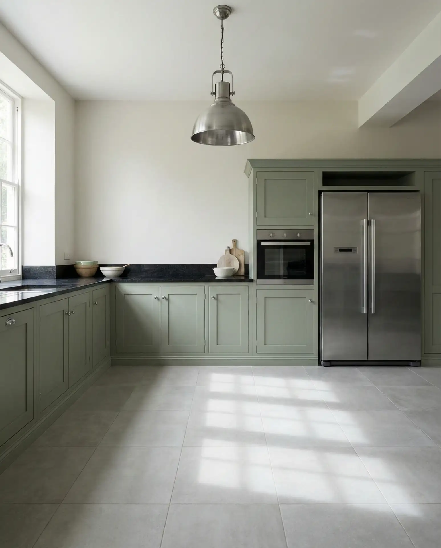 Sage Green Kitchen with Stainless Steel Appliances 2