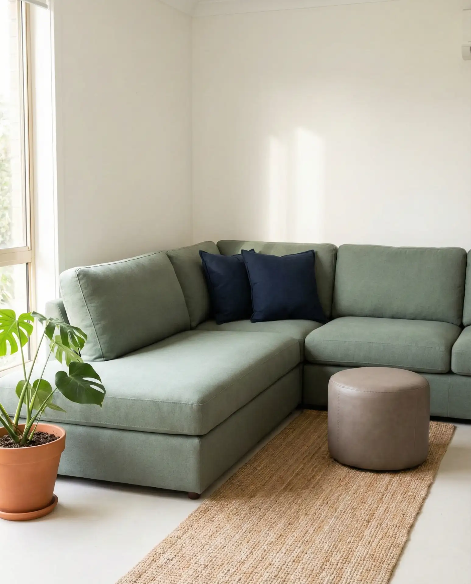 Sage Green Sectional with Navy Pops 2