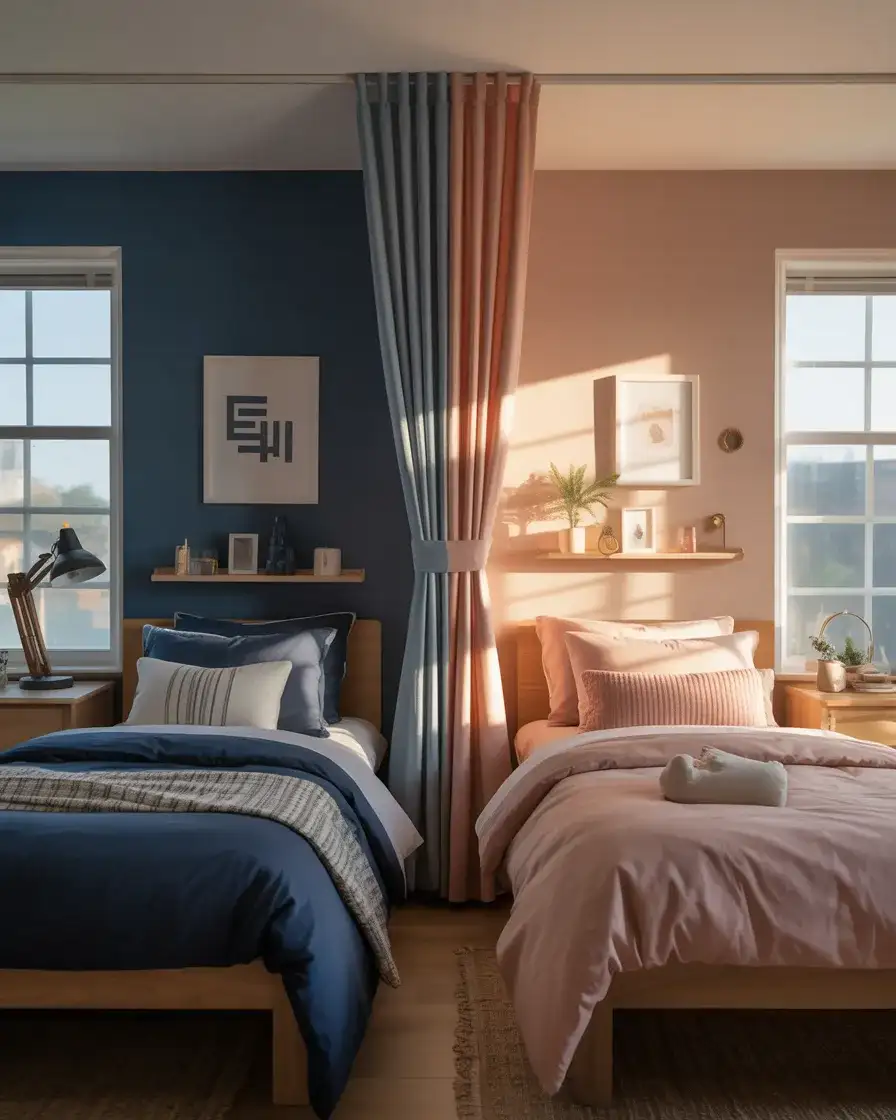 Shared Twin Bedroom With a Clear Visual Divide 1
