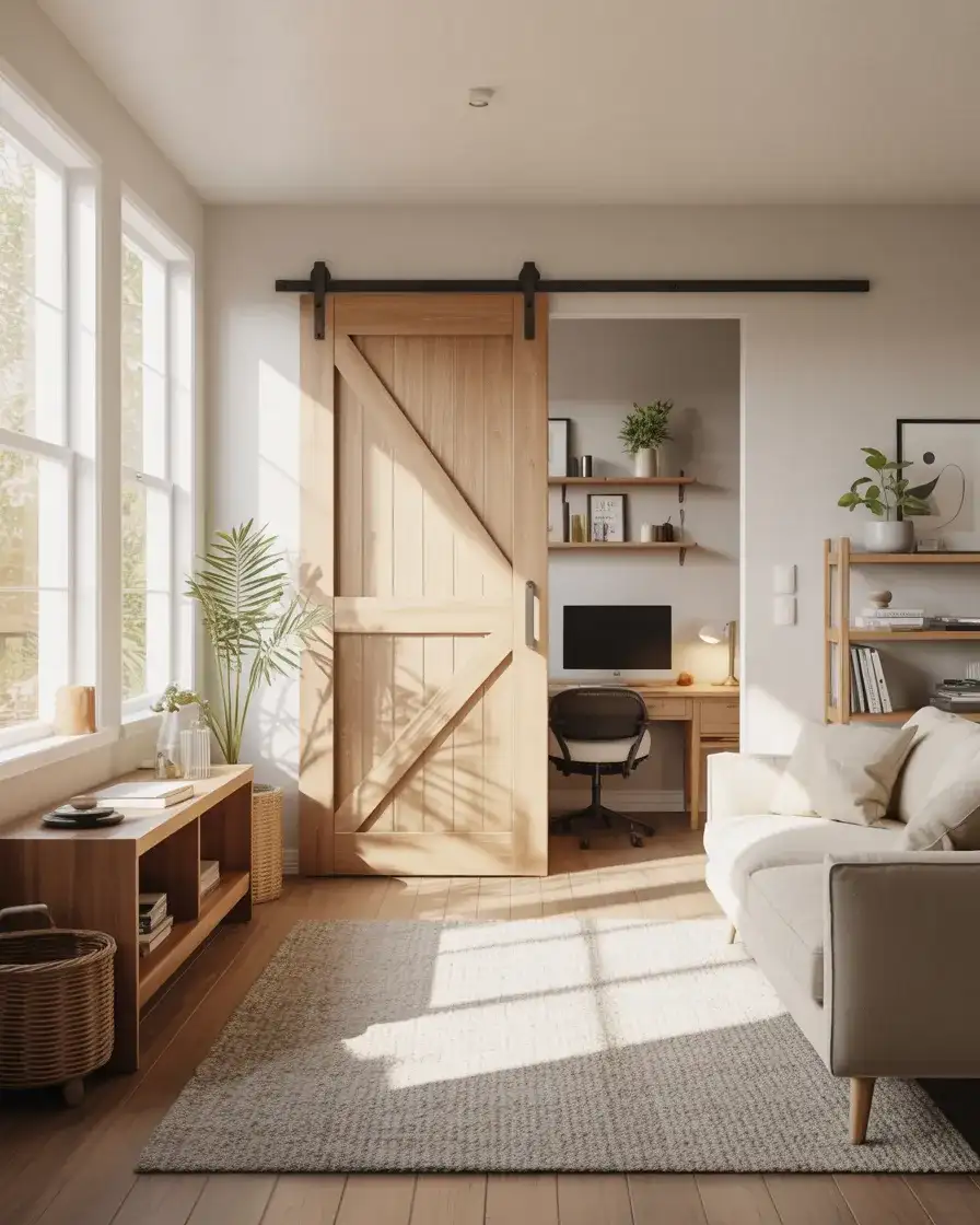 Sliding Barn Door as a Living Room Divider 1