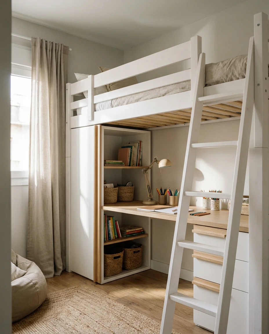 Small Space Loft Bed with Study Zone 1