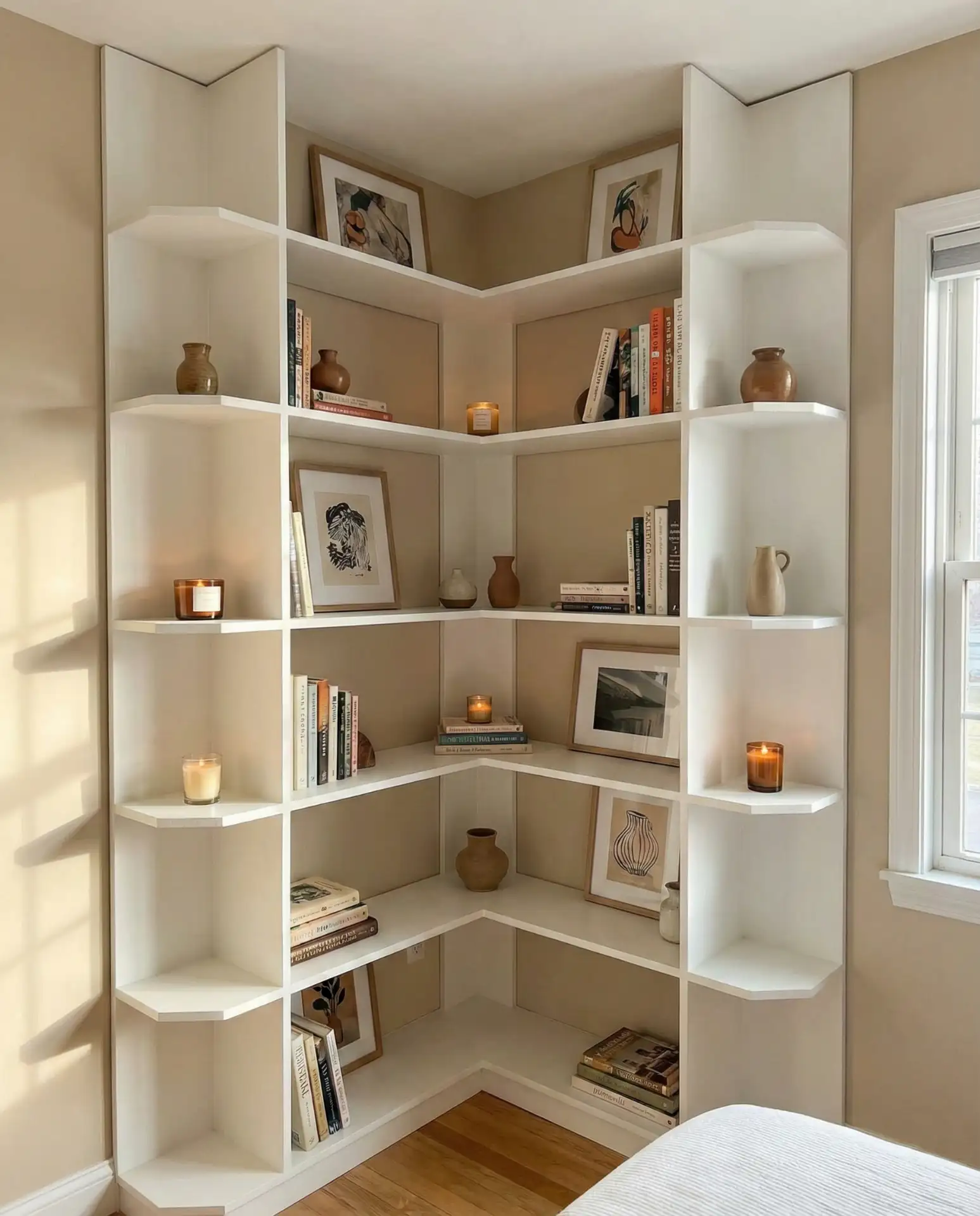 Smart Bedroom Corner Shelving Unit 1