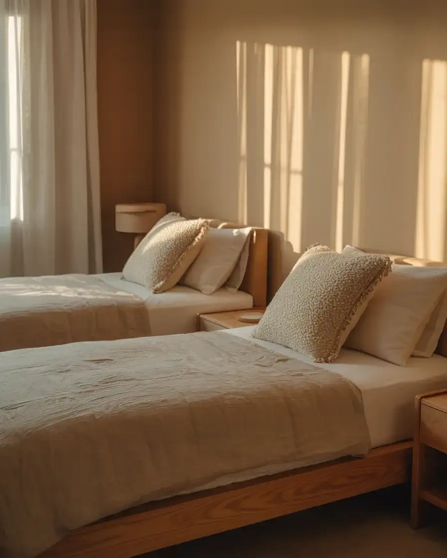 Soft Neutral Twin Bedroom With Linen Layers 1