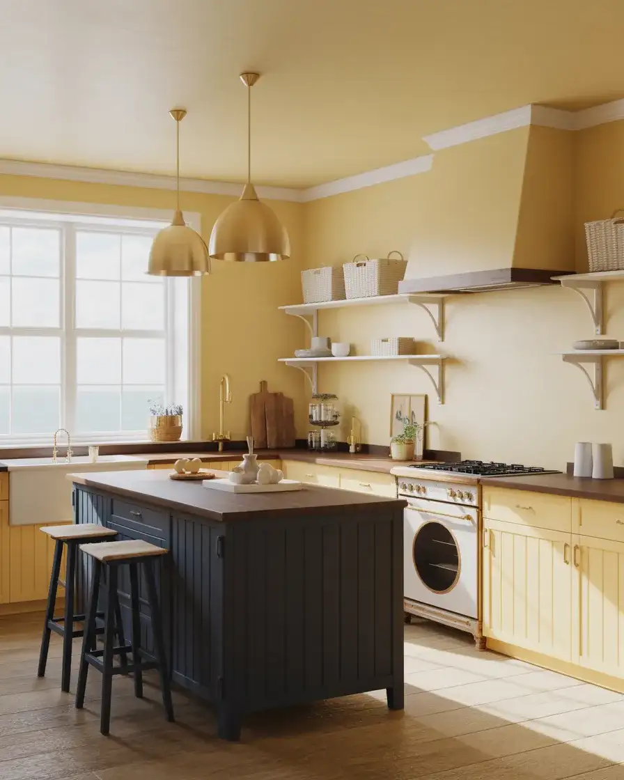 Soft Yellow and Navy Blue Kitchen Combo 1