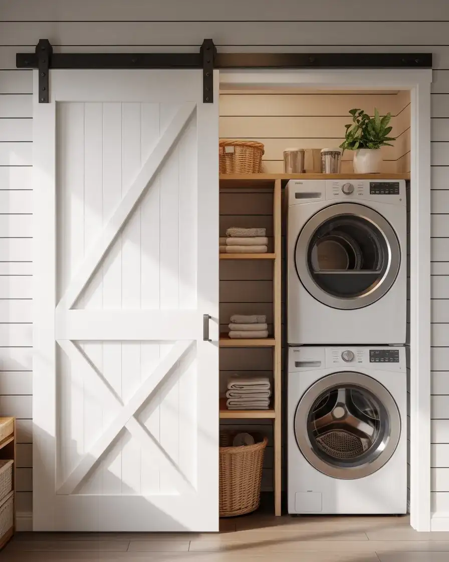 Split Barn Door Design for a Laundry Room 2
