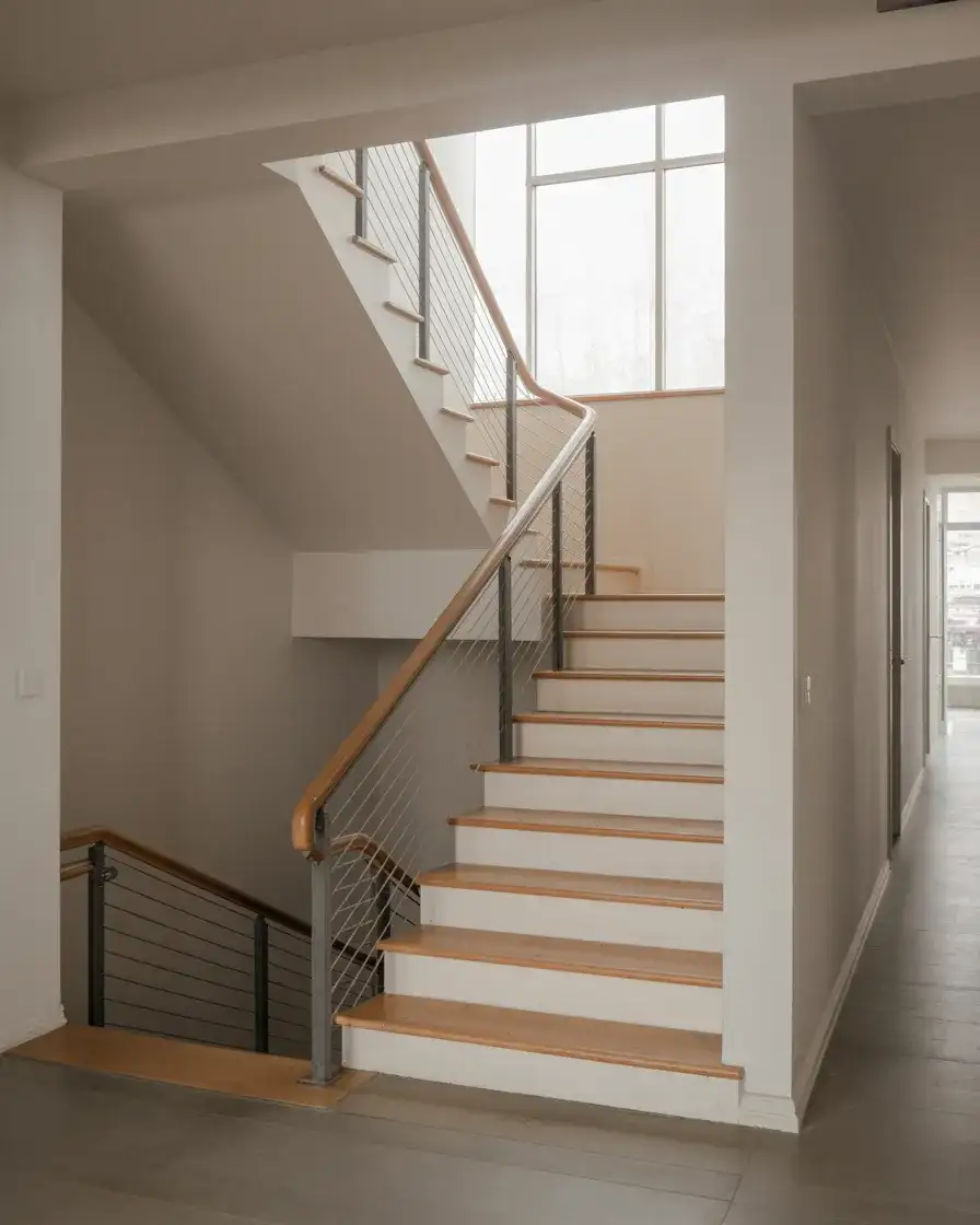 Straight Staircases with Minimalist Railings 2