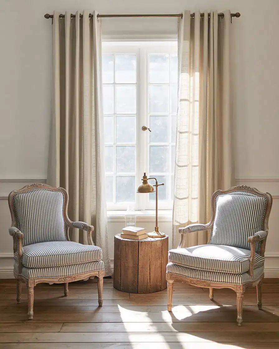 Striped Ticking Fabric Upholstery 2