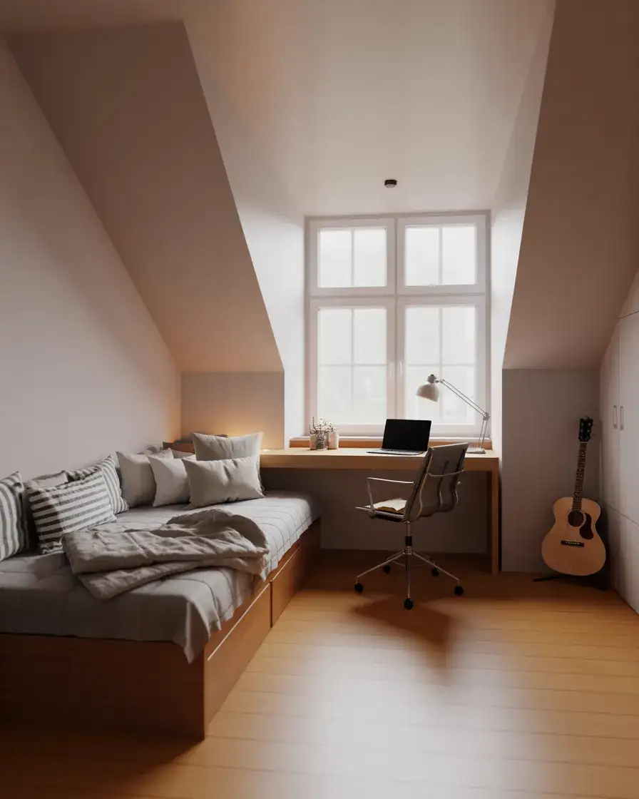 Teen Ready Slanted Ceiling Studio Bedroom 2