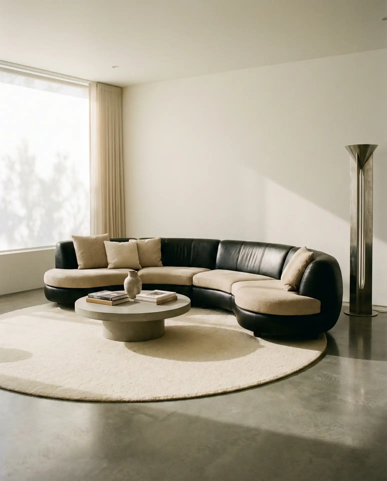 The Black Leather and Beige Shape-Forward Sectional 2