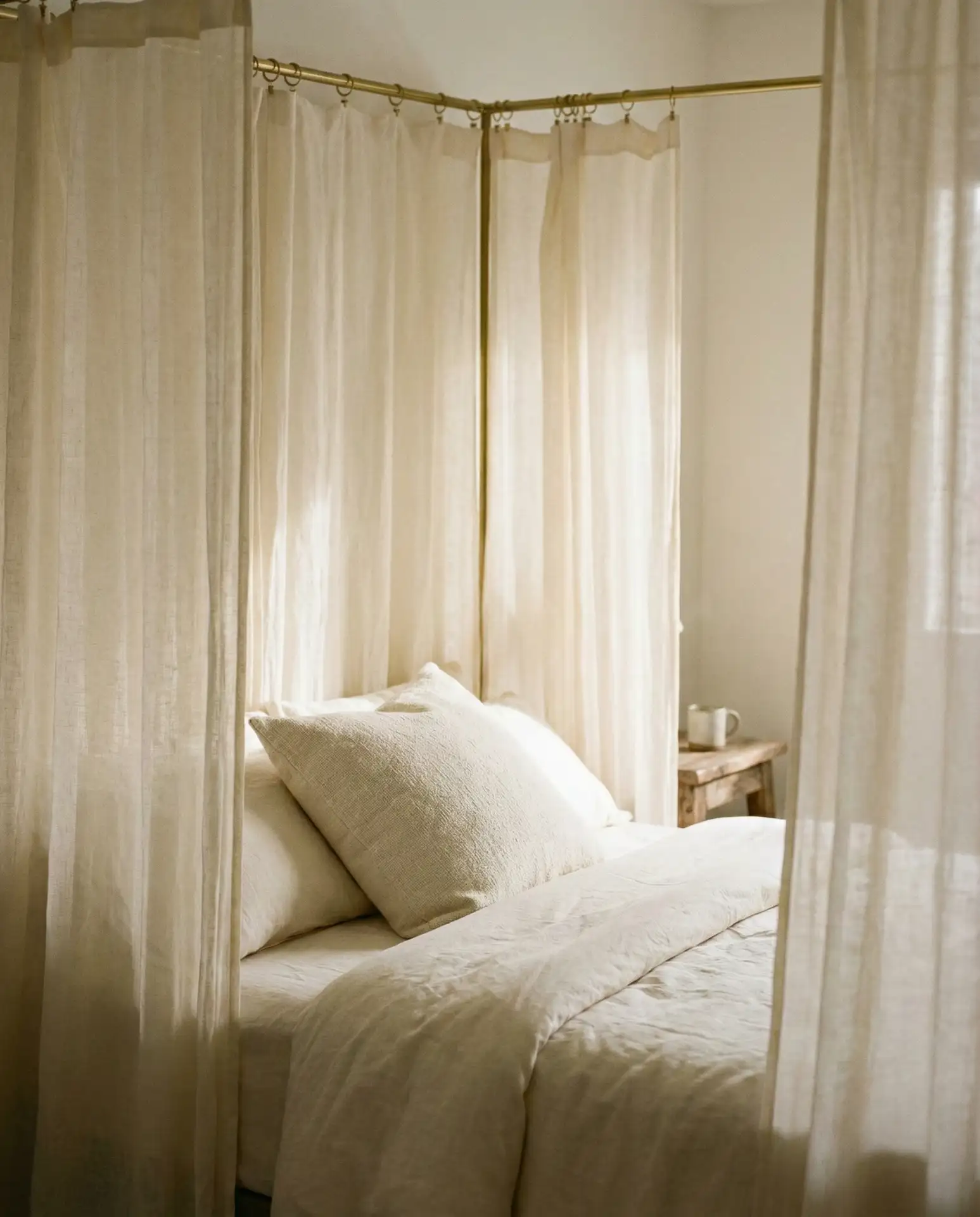 The Romantic Queen Bed with Sheer Curtain Canopy 2