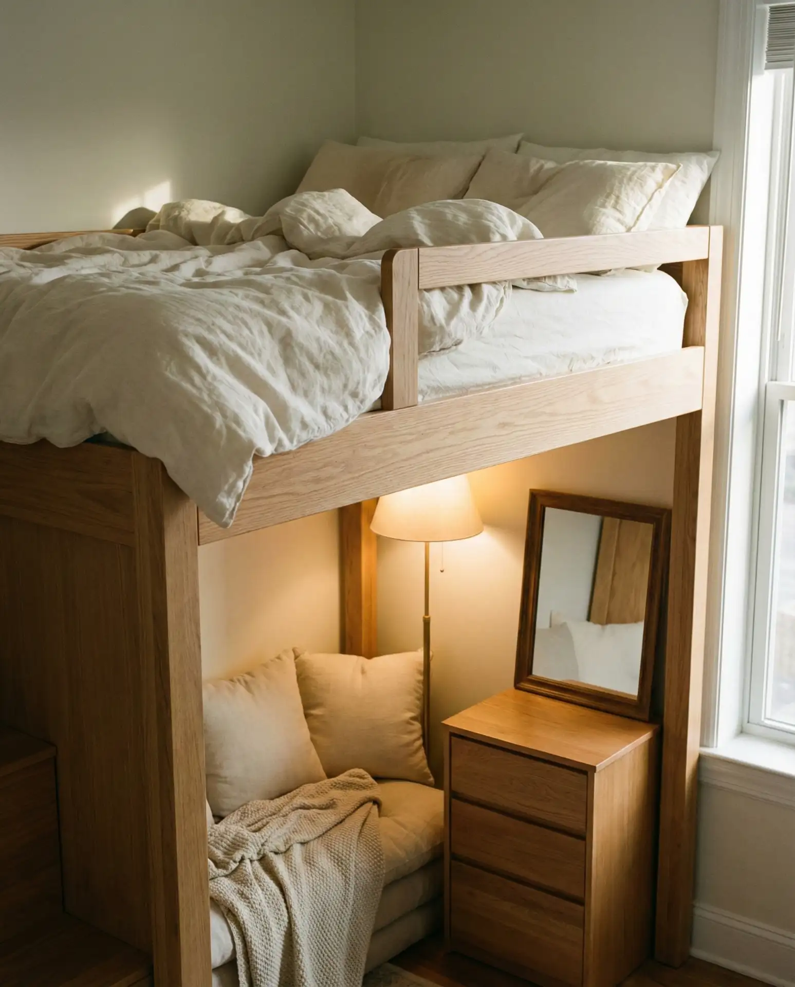 The Teen Bedroom with a Loft Bed and Desk Below 2