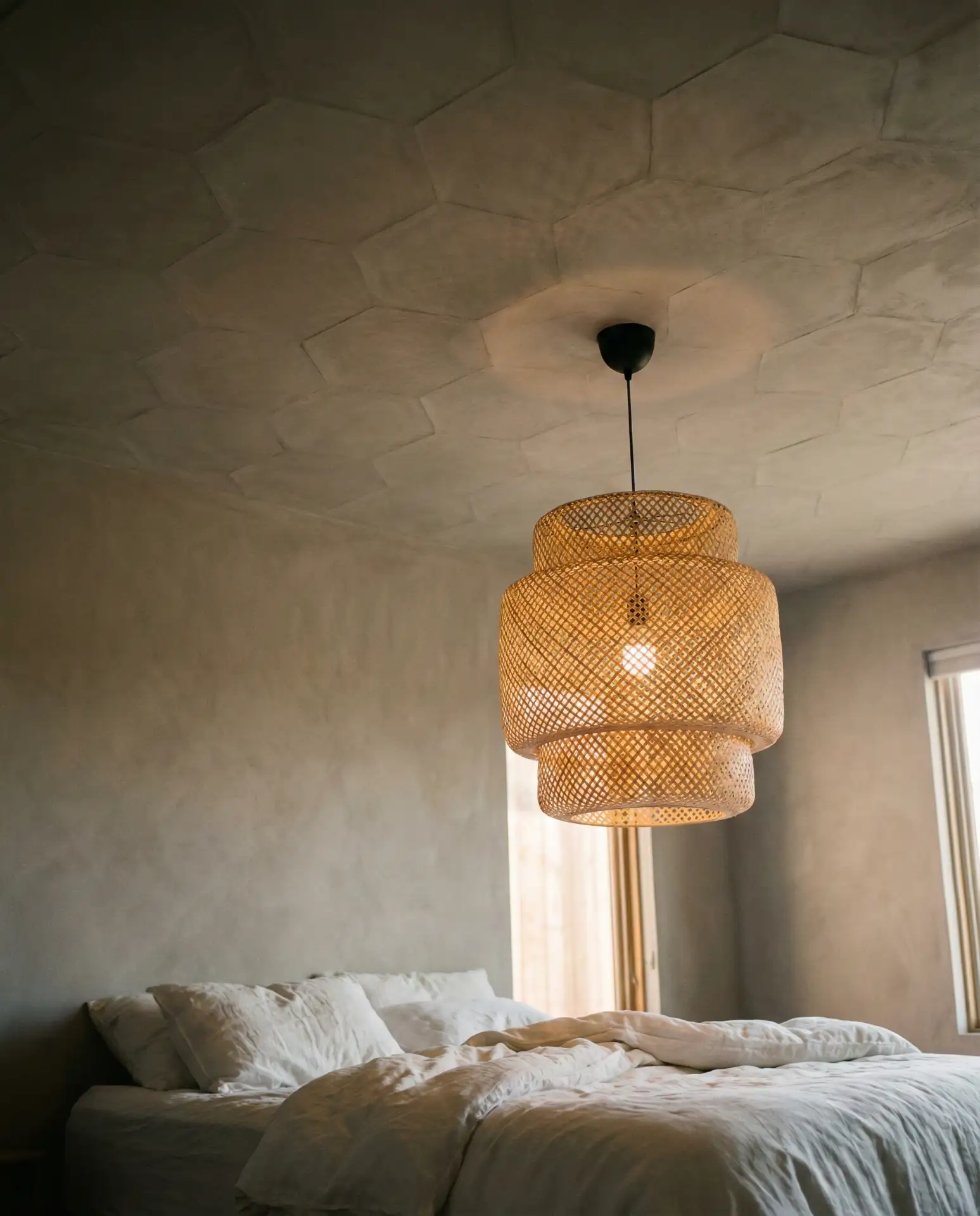 The Textured Ceiling Bedroom with Pendant Lighting 1