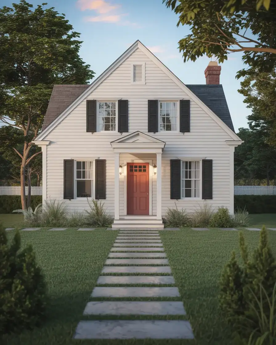 Traditional White with Red Door 1