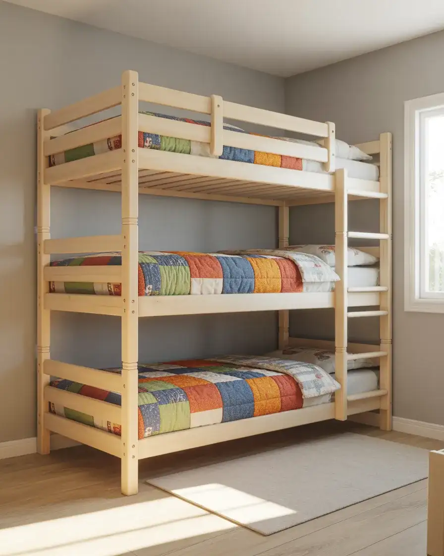 Triple Bunk Beds for Big Families With Small Square Footage 1