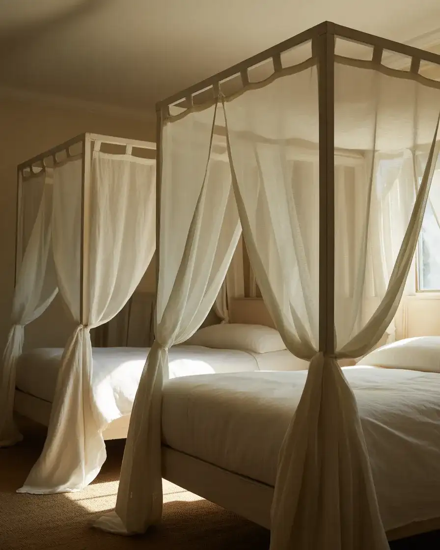 Twin Bedroom With Canopy Beds for Drama 1