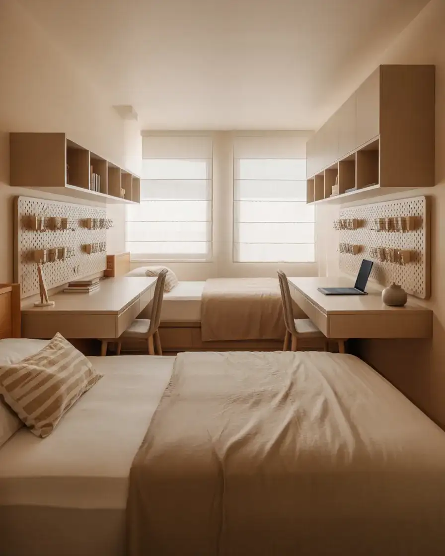 Twin Bedroom for Adults With Separate Work Zones 1