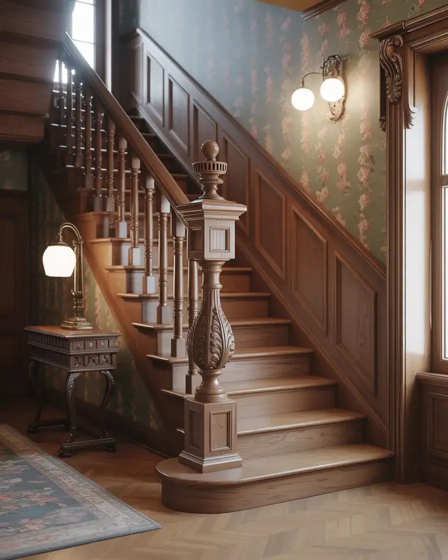 Victorian Staircases with Ornate Newel Posts 1