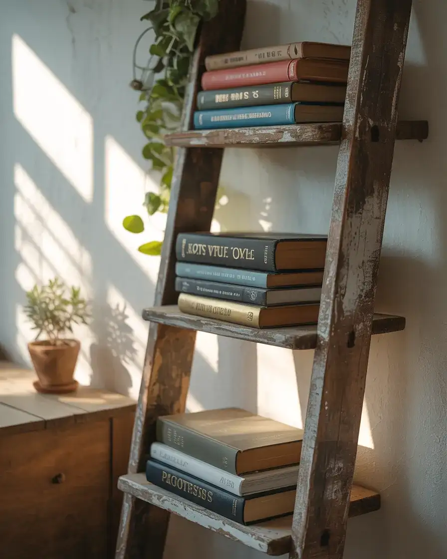 Vintage Ladder as Book Display 2