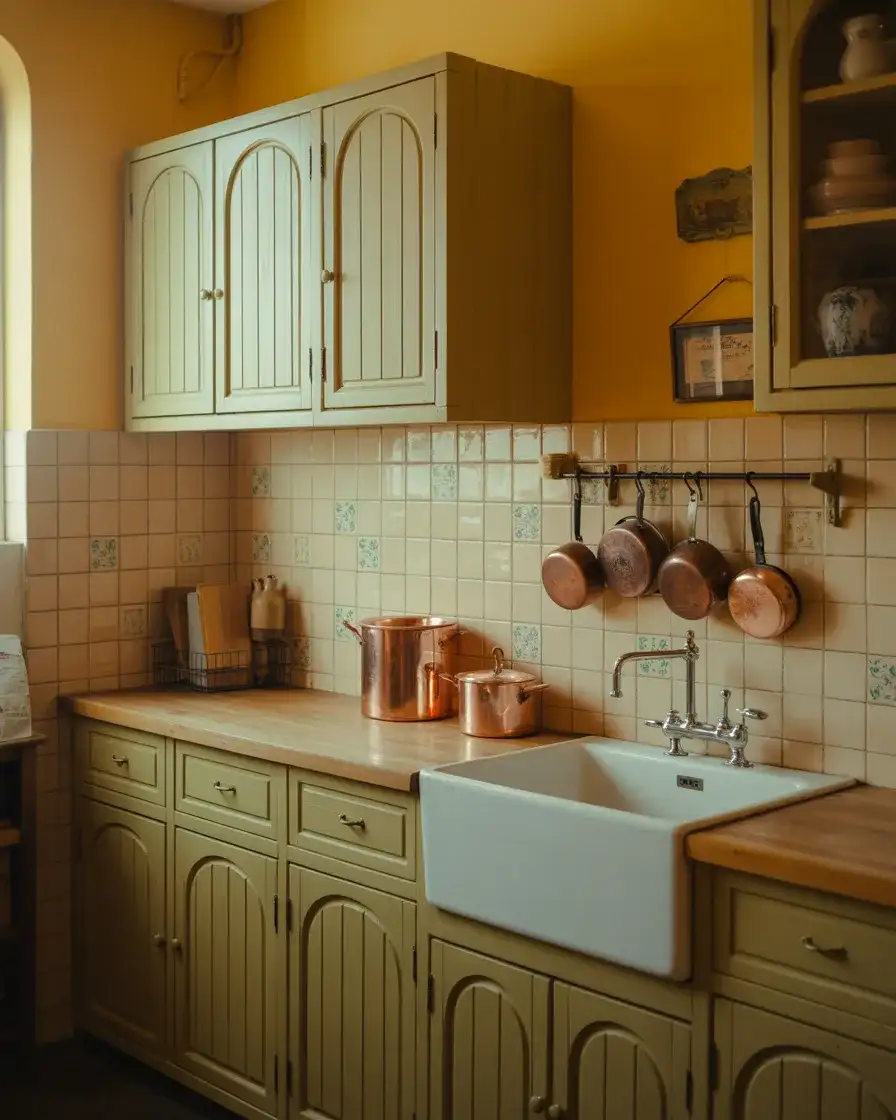 Vintage Yellow Kitchen With Ceramic Tiles 1