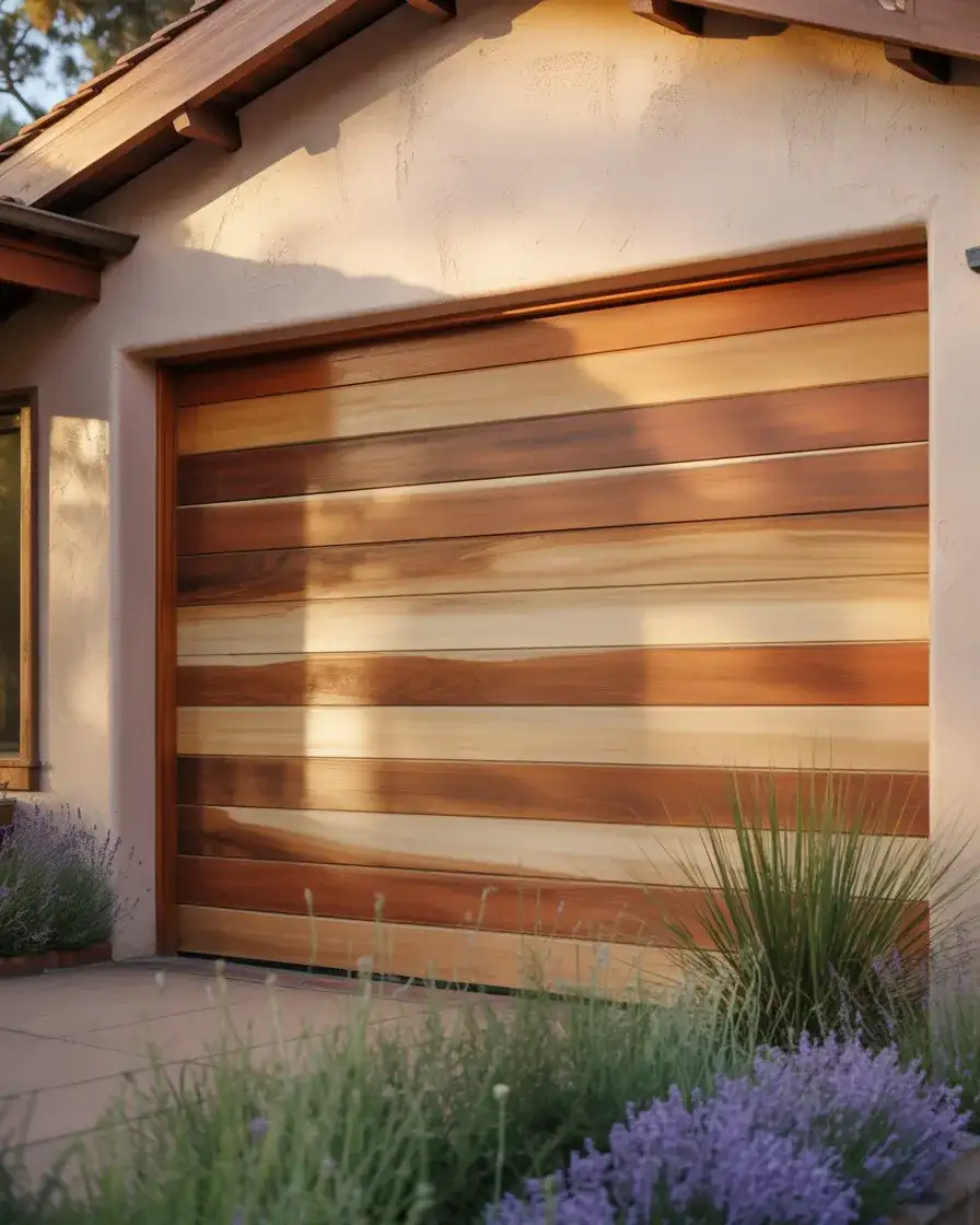 Wooden Garage Door in Natural Cedar Finish 2