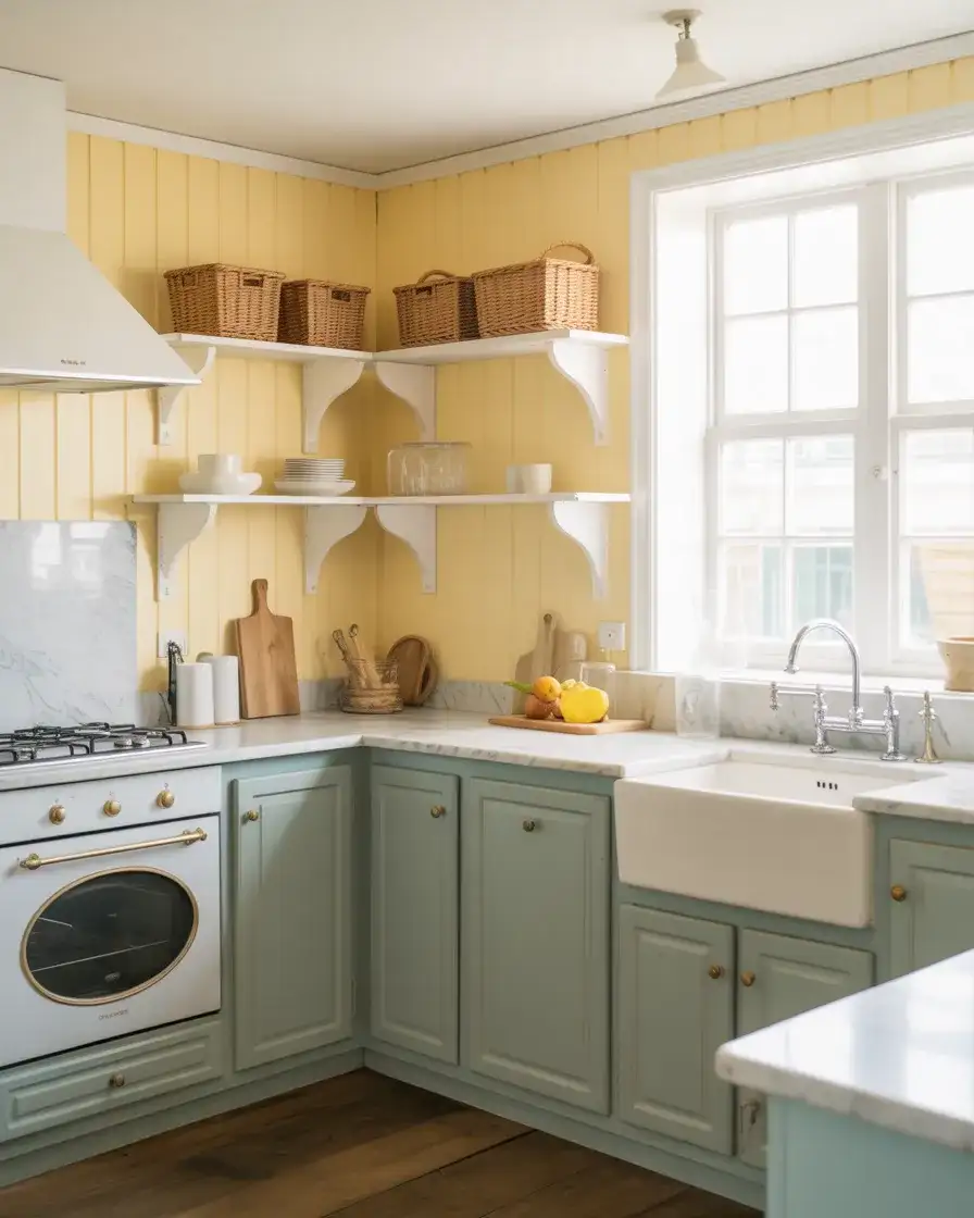 Yellow and Blue Kitchen With Coastal Charm 2