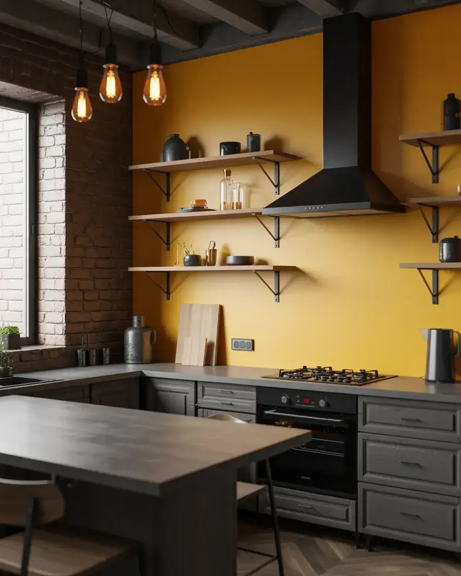 Yellow and Grey Kitchen With Industrial Edge 1