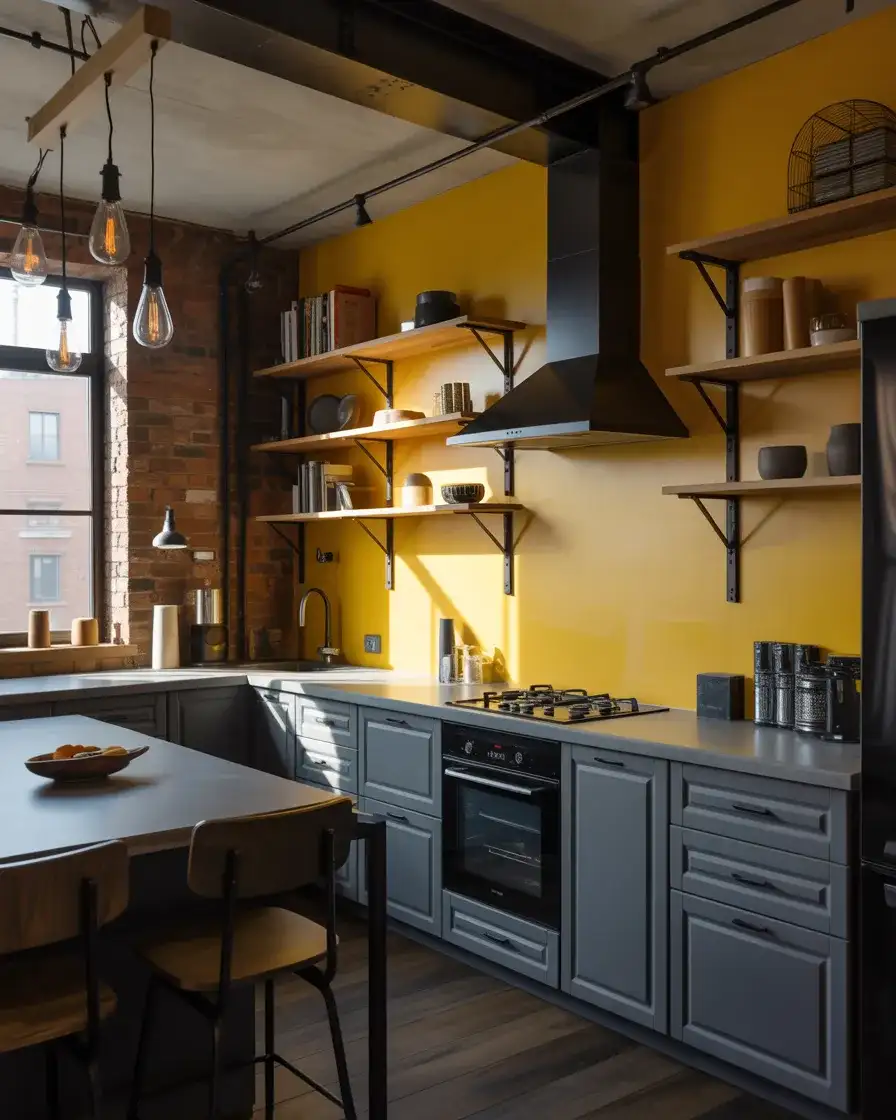 Yellow and Grey Kitchen With Industrial Edge 2