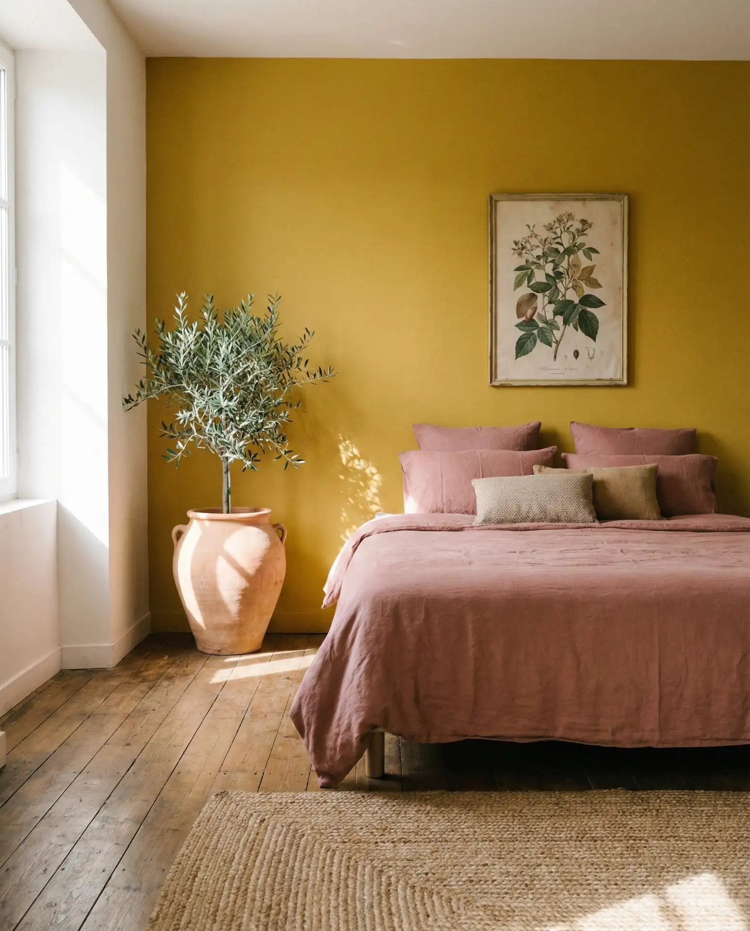 Yellow and Pink Bedroom with Playful Warmth 1