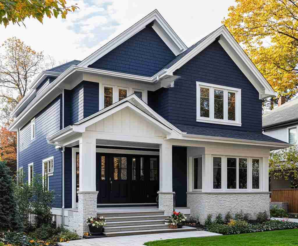 17 Timeless Ideas for Navy Blue House with White Trim - Tangy House