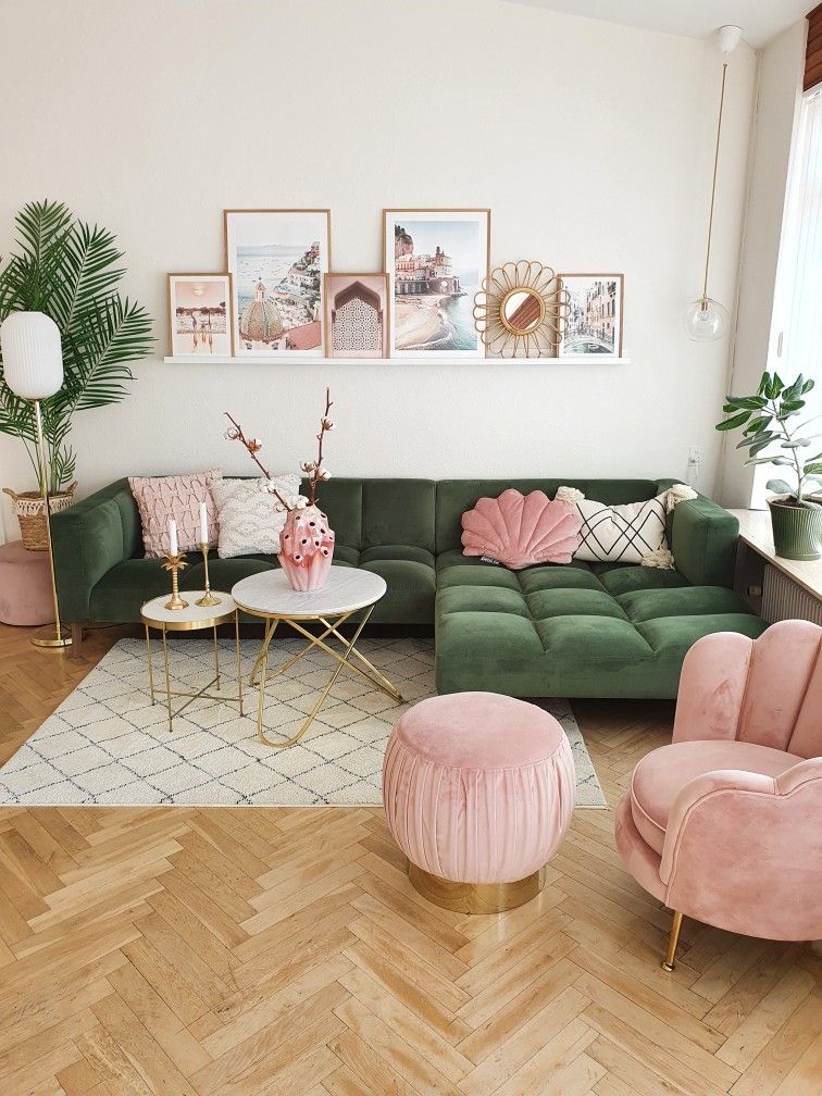 36 Lovely Pink And Green Living Rooms - Shelterness